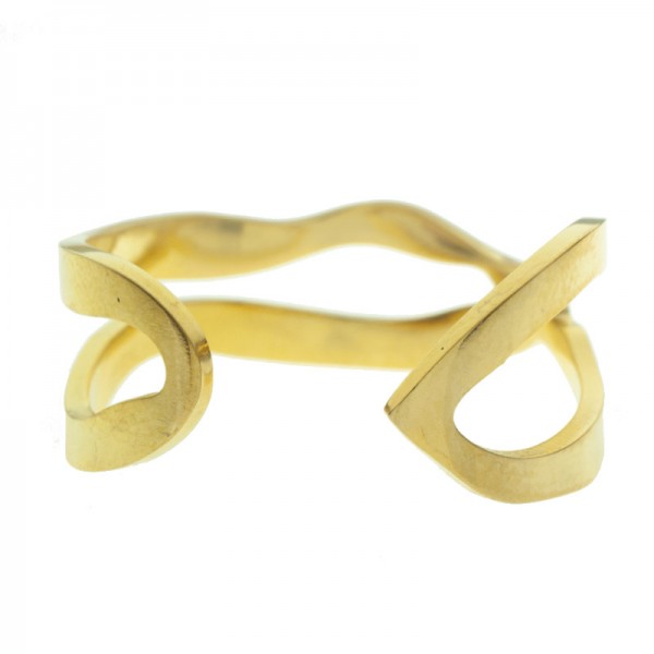 Anillo ajustable doble hilo entrelazado acero dorado - Karissma