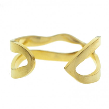 Anillo ajustable doble hilo entrelazado acero dorado - Karissma