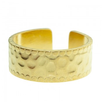 Anillo ajustable tipo alianza martillado acero dorado - Karissma