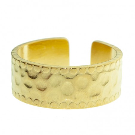 Anillo ajustable tipo alianza martillado acero dorado - Karissma