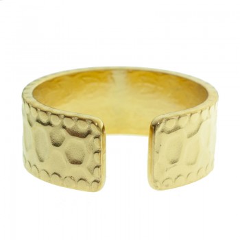 Anillo ajustable tipo alianza martillado acero dorado - Karissma 2