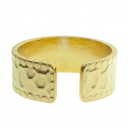 Anillo ajustable tipo alianza martillado acero dorado - Karissma