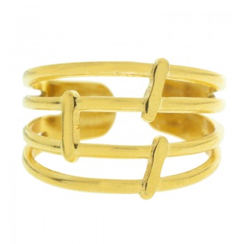 Anillo ajustable 4 líneas acero dorado o plateado - Karissma
