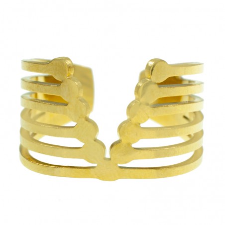 Anillo ajustable líneas con V de acero - Karissma