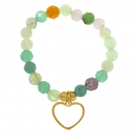 Anillo elástico ágata con colgante de acero - Karissma