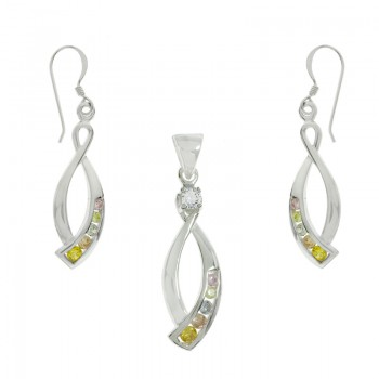 Conjunto circonia lazo en Plata de Ley 925