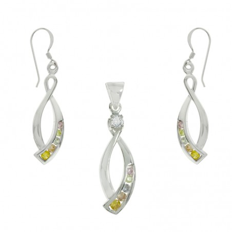 Conjunto circonia lazo en Plata de Ley 925