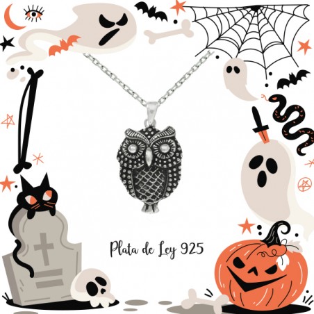 Collar búho envejecido Plata de Ley | Karissma