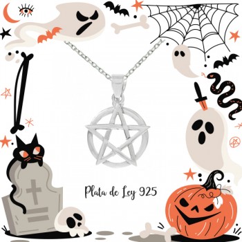 Collar Pentagrama blanco Plata de Ley | Karissma