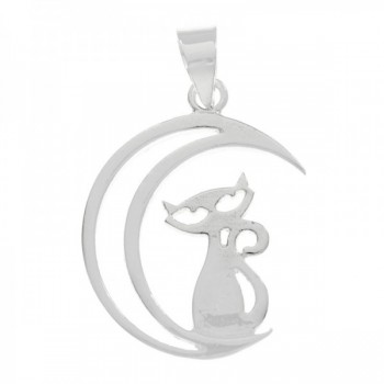 Collar gato sentado en luna Plata de Ley | Karissma 2