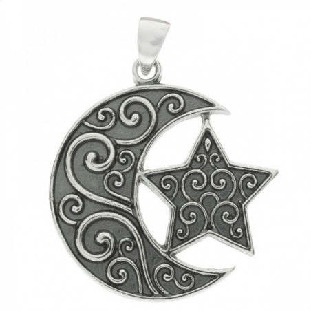 Collar luna & estrella espirales Plata de Ley | Karissma