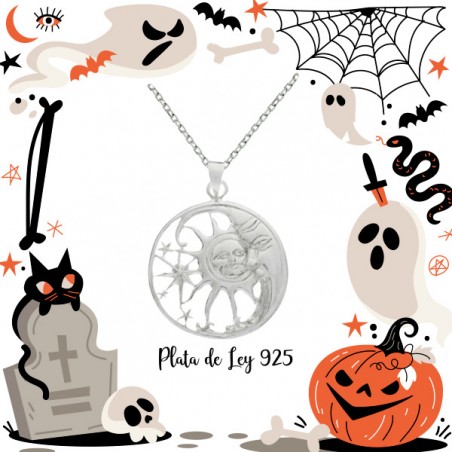 Collar sol & luna Plata de Ley lisa |Karissma