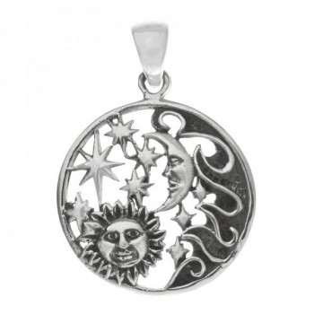 Collar sol & luna calado Plata de Ley envejecida |Karissma 2