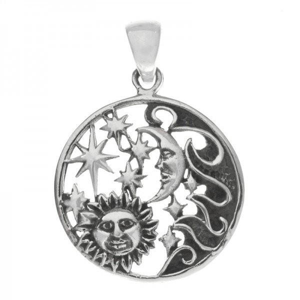 Collar sol & luna calado Plata de Ley envejecida |Karissma