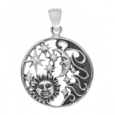 Collar sol & luna calado Plata de Ley envejecida |Karissma