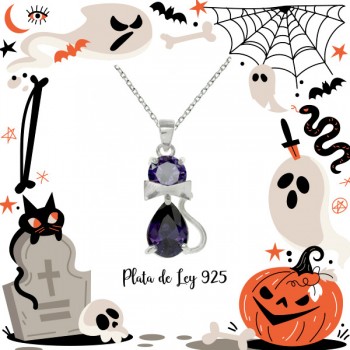 Collar gato Zirconia Plata de Ley |Karissma