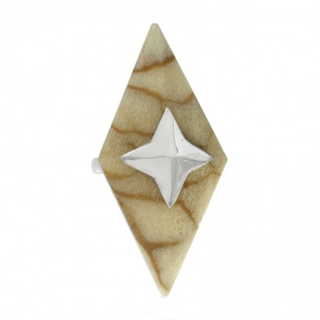 Anillo rombo hueso Plata de Ley | Outlet joyas