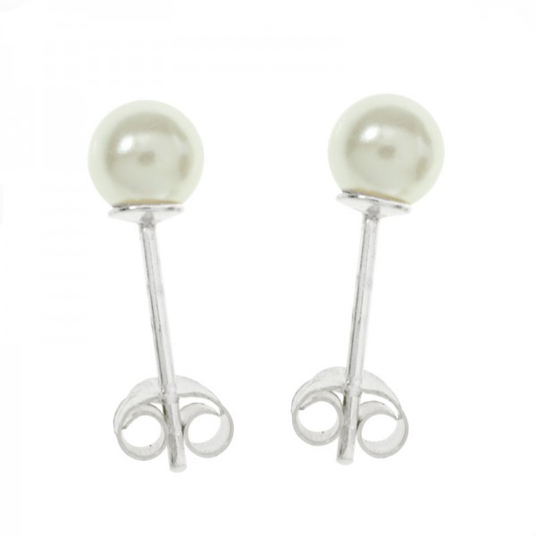 Pendientes perla de cristal Plata de Ley 925 - Karissma