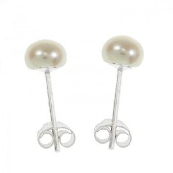 Pendientes con perla de agua dulce Plata de Ley 925 2