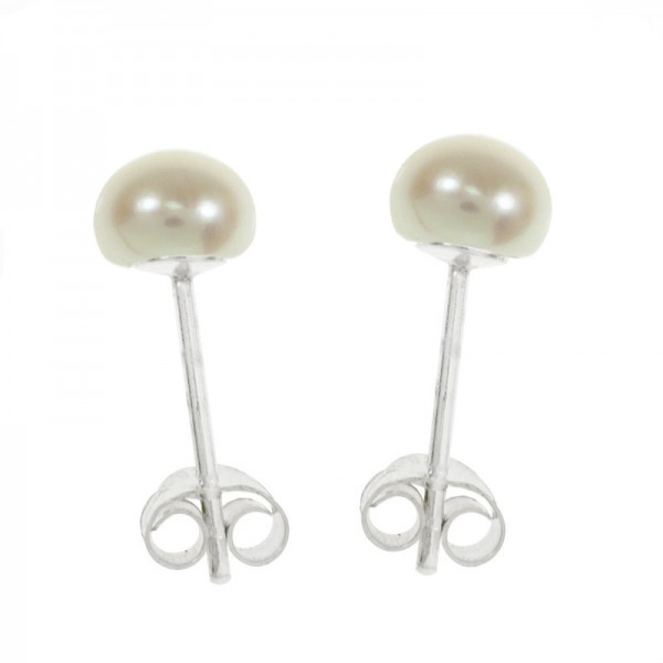 Pendientes con perla de agua dulce Plata de Ley 925