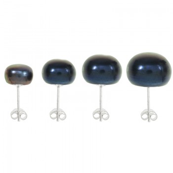 Pendientes perla cultivada negra Plata de Ley 925