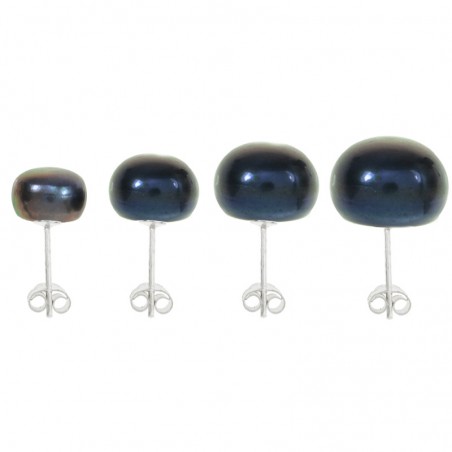 Pendientes perla cultivada negra Plata de Ley 925