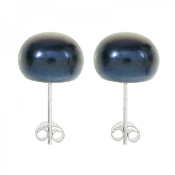 Pendientes perla cultivada negra Plata de Ley 925