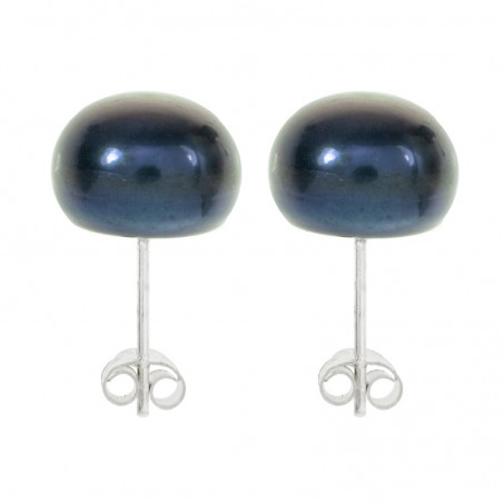 Pendientes perla cultivada negra Plata de Ley 925