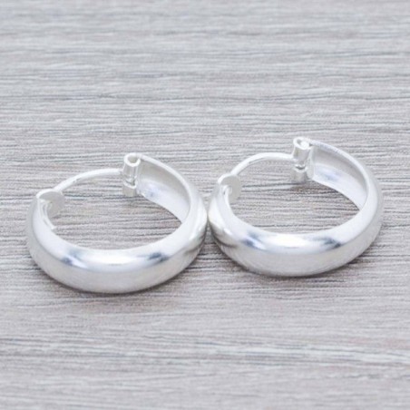 Pendientes aro media caña Plata de Ley 925