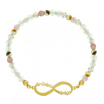 Pulsera dorada infinito amiga piedras Plata de Ley | Karissma