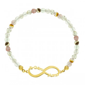 Pulsera dorada infinito mamá piedras Plata de Ley | Karissma