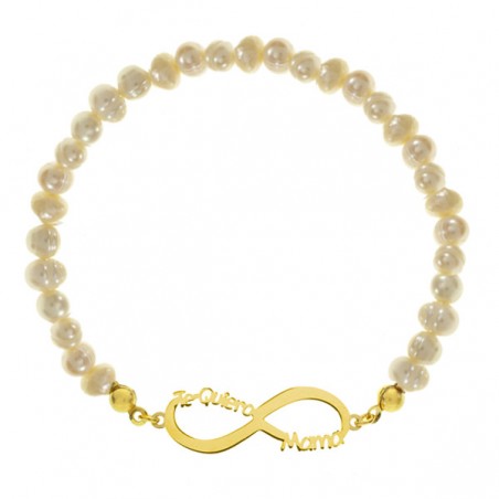 Pulsera dorada infinito mamá piedras Plata de Ley | Karissma