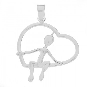 Colgante monigote sentado en corazón Plata de Ley 925