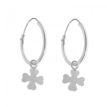 Aros con trébol colgante Plata de Ley - Karissma