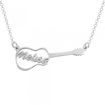Collar guitarra con nombre personalizado Plata de Ley - Karissma