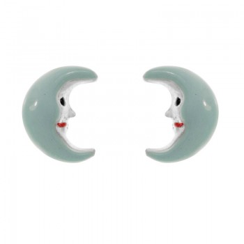 Pendientes luna esmaltada Plata de Ley 925
