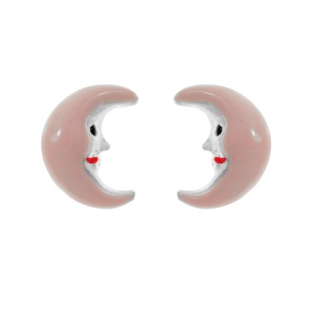 Pendientes luna esmaltada Plata de Ley 925