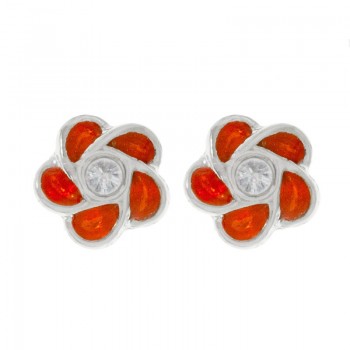 Pendientes flor con circonita Plata de Ley 925 2