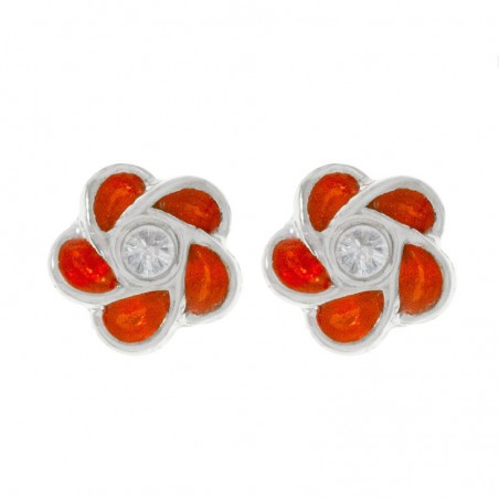 Pendientes flor con circonita Plata de Ley 925