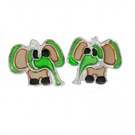 Pendientes elefante verde Plata de Ley 925 - Karissma