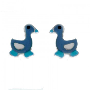 Pendientes pato esmaltado Plata de Ley 925