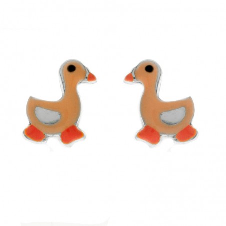 Pendientes pato esmaltado Plata de Ley 925