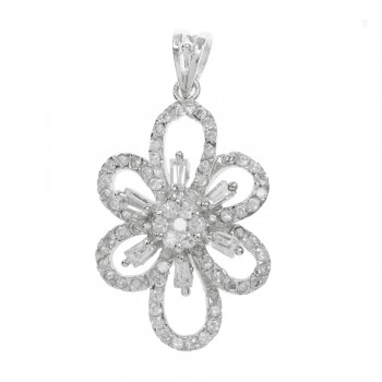 Colgante flor circonia Plata de Ley