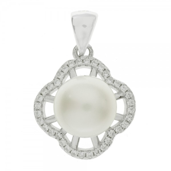 Colgante flor con perla Plata de Ley 925 - Karissma