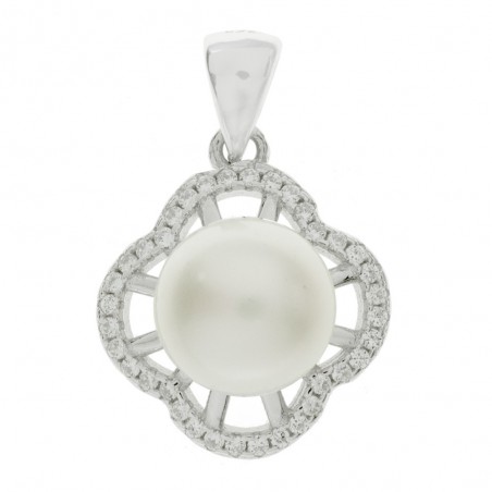 Colgante flor con perla Plata de Ley 925 - Karissma