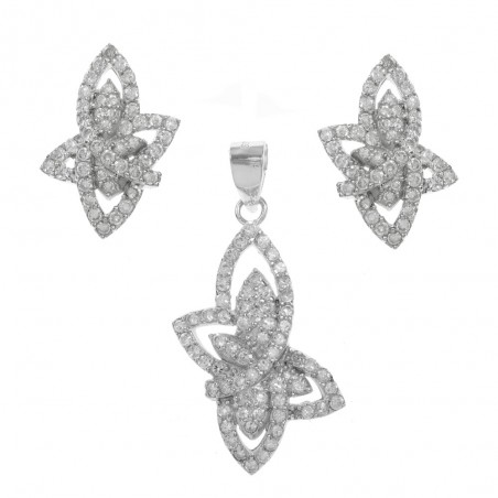 Conjunto mariposa rodio Plata de Ley 925 - Karissma