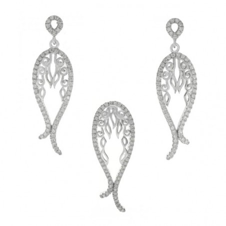 Conjunto gota microsseting rodio Plata de Ley 925 - Karissma