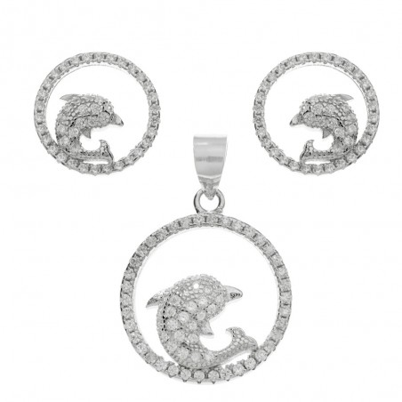 Conjunto rodiado delfín Plata de Ley | Karissma