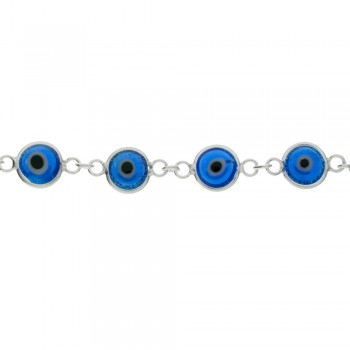 Pulsera eslabón ojo turco azul Plata de Ley - Karissma 2