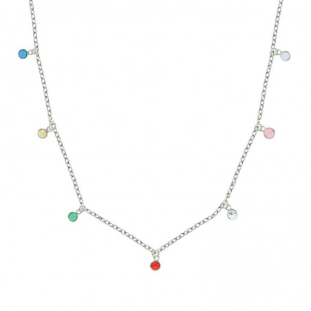 Collar 7 cristales de colores Plata de Ley - Karissma